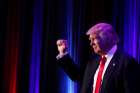 President-elect Donald Trump arrives for his post-election rally at the New York Hilton Midtown in Manhattan in the early morning hours Nov. 9. Exit polls shows that Evangelical and Catholic vote favoured Trump.