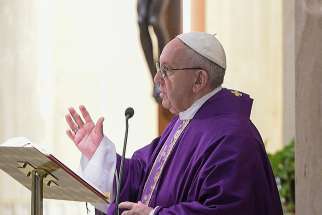 Pope Francis celebrates Mass Feb. 16 in the chapel of the Domus Sanctae Marthae at the Vatican. 