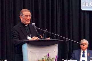 Apostolic Nuncio Archbishop Luigi Bonazzi addresses Canada’s bishops at the annual plenary.