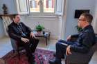 Cardinal-elect Francis Leo, the Archbishop of Toronto, sits down with Register reporter Quinton Amundson, December 6, 2024, for an interview at the Canadian Pontifical College in Rome the day before the Papal Consistory ceremony that welcomes him and 20 other Catholic leaders to the College of Cardinals.