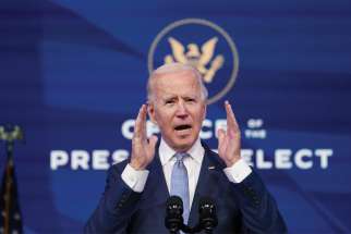 U.S. President-elect Joe Biden addresses the protests at the U.S. Capitol in Washington as the Congress held a joint session to certify the 2020 election results.