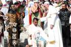 Pope Francis blesses a man from the Mexican state of Quintana Roo during his general audience in St. Peter&#039;s Square Aug. 29 at the Vatican.