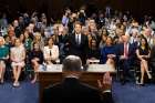  U.S. Supreme Court nominee Judge Brett Kavanaugh is sworn in before the Senate Judiciary Committee during his Supreme Court confirmation hearing Sept. 4 on Capitol Hill in Washington. President Donald Trump named Kavanaugh, a Catholic, July 9 to succeed 81-year-old Justice Anthony Kennedy, who retired July 31. 