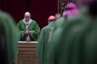 Pope Francis and the heads of bishops&#039; conferences from around the world attend a Mass on the last day of the four-day meeting on the protection of minors in the church at the Vatican Feb. 24, 2019.