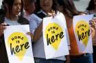 DACA recipients demonstrate in front of the U.S. Supreme Court in Washington Oct. 2, 2019. On Nov. 12, the court will hear arguments in a challenge to the Trump administration&#039;s termination of the Deferred Action for Childhood Arrivals. The case will affect the lives of more than 700,000 young people who were brought to the U.S. as minors without documentation.