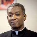 Haitian Bishop Chibley Langlois of Les Cayes, president of the Haitian bishops&#039; conference, talks with Catholic News Service at the CNS offices in Washington June 1. He said the church in Haiti was struggling with reconstruction efforts of church propert ies, but the focus has first and foremost been on assisting the Haitian people and rebuilding their lives. He was in Washington for a solidarity conference on Haiti that focused on overall development efforts and recovery since the January 2010 earthquake.