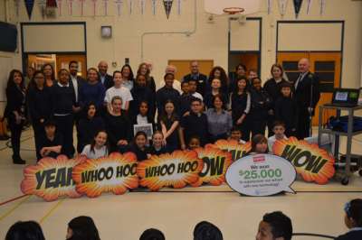 The St. Agatha school community won $25,000 for new technology because they implemented environmental initiatives like a recycling program, old-battery collection and hosted four Scarborough Green Fairs.