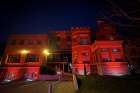 The Hungarian Embassy in Ottawa is bathed in red light for Red Wednesday.