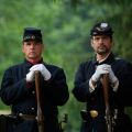 Michael O&#039;Connor, Tracey Aiello and Jeff Holowka, members of the 140th New York Volunteer Infantry Living History Organization, take part in a memorial dedication for Civil War hero Col. Patrick O&#039;Rorke at Holy Sepulchre Cemetery in Rochester, N.Y., July 2. O&#039;Rorke, who died July 2, 1863, during the the Battle of Gettysburg, Pa., grew up in Rochester and is buried at Holy Sepulchre.