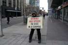 Fr. Tony Van Hee demonstrating last month outside the exclusion zone around the Morgentaler abortion facility on Ottawa’s Bank Street. 