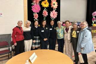 Past and present students at St. Joseph’s College School’s 170th anniversary celebration on April 20 at the school on Wellesley Street in downtown Toronto.