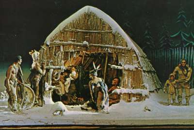 This postcard depicts a scene associated with “The Huron Carol,” the oldest Canadian Christmas song.