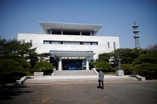 The Peace House, the venue for the summit between the Koreas, is pictured April 18 at the truce village of Panmunjom inside the demilitarized zone separating North and South Korea. Leaders of both Koreas will meet April 27 for a historic summit just inside South Korean territory.