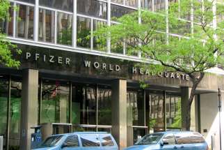 Headquarter of American global pharmaceutical corporation Pfizer in New York City, N.Y.