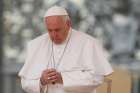 Pope Francis prays during his general audience in St. Peter&#039;s Square at the Vatican May 22, 2019.