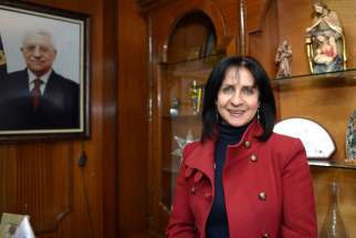 Vera Baboun, mayor of Bethlehem, West Bank. She is pictured in her office on Bethlehem&#039;s Manger Square March 12.