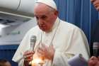 Pope Francis responds to a question from reporter Anna Matranga of CBS News aboard his flight from Dublin to Rome Aug. 26. Matranga asked the pope about a statement made by Italian Archbishop Carlo Maria Vigano, the former apostolic nuncio to the United States, concerning Archbishop Theodore E. McCarrick.