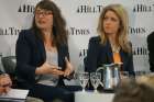 Josianne Gauthier of Development and Peace and moderator Catherine Clark participating at a panel discussion launching the Agenda for Food Security and Resilience of the Canadian Food Security Group.