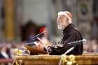 Cardinal Raniero Cantalamessa, preacher of the papal household, delivers the homily during the Good Friday Liturgy of the Lord&#039;s Passion in St. Peter&#039;s Basilica at the Vatican March 29, 2024.