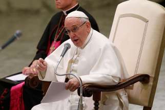 Pope Francis speaks during his general audience in Paul VI hall at the Vatican Jan. 11.