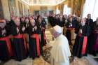 Pope Francis greets participants in the plenary assembly of the Congregation for Clergy during an audience at the Vatican June 1. The cardinals pictured in the first row are: Giuseppe Betori of Florence, Italy; Vincent Nichols of Westminster, England; Donald W. Wuerl of Washington; and Beniamino Stella, prefect of the Congregation for Clergy. 