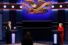 U.S. Republican presidential nominee Donald Trump speaks as Democratic presidential nominee Hillary Clinton listens during their first presidential debate Sept. 27 at Hofstra University in Hempstead, N.Y.