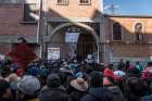 A group of people wait to receive news outside St. Francis Church in El Alto, Bolivia, Nov. 20, 2019. The church, located on the outskirts of Bolivia&#039;s capital city, became an improvised morgue Nov. 20, following another deadly day of protests in the South American country.