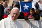 Chile&#039;s national flag is seen as Pope Francis leads his general audience in St. Peter&#039;s Square at the Vatican April 5. The Vatican announced the pope will visit Chile Jan. 15-18 and Peru Jan. 18-21.