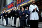 Religious sisters participate in a Eucharistic procession through midtown Manhattan in New York City Oct. 15. The procession and the Holy Hour and Mass that preceded it at St. Patrick’s Cathedral attracted thousands of worshippers.