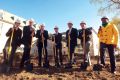 The Oct. 15 groundbreaking of St. Thomas More College’s expansion in Saskatchewan was attended by, from left, student union president Desireé Steele, board member Kieron Kilduff, president Terry Downey, dean Carl Still, CFO Derrin Raffey, director of mission and ministry Gertrude Rompre and student Philomena Ojukwu. 