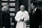 U.S. Vice President George Bush and his wife, Barbara, are seen with St. John Paul II during an audience in 1985 at the Vatican.