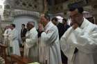 Bishops from around the world pray during a Jan. 12 Mass at the Carmelite Monastery in Bethlehem, West Bank. Sixteen bishops of the Holy Land Coordination were on a two-day visit to Gaza Jan 11-12. 