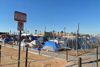A view of tents are seen at a homeless encampment called &quot;The Zone&quot; in Phoenix Dec. 18, 2020.