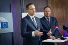 Dr. Tristan Azbej, Hungary’s state secretary for the aid of persecuted Christians, addresses media at a Council of the European Union gathering in Brussels, Belgium on Sept. 26. Pictured with Azbej is György Hölvényi, a Hungarian Member of the European Parliament for the Christian Democratic People’s Party.