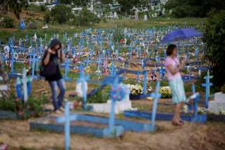 A general view of Trauma cemetery is seen in Manaus, Brazil, Jan. 4, during the funeral of one of the inmates who died in a Jan. 1-2 prison riot.