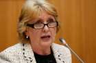 Former Irish President Mary McAleese is pictured in a 2015 photo, speaking at the Pontifical Gregorian University in Rome