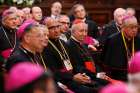 Chilean bishops and Cardinal Francisco Javier Errazuriz Ossa, retired archbishop of Santiago and a member of Pope Francis&#039; Council of Cardinals, attend a meeting with Pope Francis in the cathedral in Santiago, Chile, Jan. 16. The Pope has accepted the resignation of seven Chilean bishops following an investigation into clerical sex abuse and cover-up.