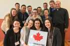 Fr. Raymond de Souza, top right, posing with young adults who attended hist all, spoke at the at the Glorious and Free young adults seminar on “Catholicism in our Common Life.”