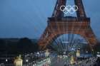 The Eiffel Tower is seen July 26, 2024, during the opening ceremony of the Paris 2024 Olympic Games.