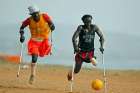 Amputees of Sierra Leone&#039;s civil war play football in Freetown, Sierra Leone, in this 2006 file photo. Catholic bishops there called on citizens to refrain from actions to destabilize the West African nation and to come together before next year&#039;s elections.