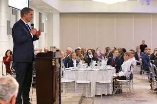 Conservative leader Andrew Scheer speaks at the CNEWA benefit dinner for Christians in the Middle East in Toronto Nov. 17.