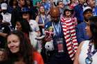 Delegates bow their heads in prayer during the invocation at the start of the first session of the Democratic National Convention in Philadelphia on July 25, 2016.