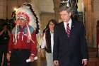 Assembly of First Nations Chief Phil Fontaine and Prime Minister Stephen Harper on June 11, 2008, when Harper made an historic apology for the government’s role in Indian residential schools. 