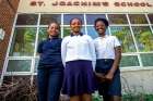 Nulah Angus, left, Clo-Belle Kabeera and Amary Joslyn made dozens of bracelets and sold them to classmates to raise $85 for the Angel Foundation.