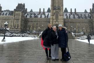 Fran Lucas national president-elect of the Catholic Women&#039;s League; Cathy Bouchard resolutions chairperson and Anne-Marie Gorman, national president on the Hill Nov. 26-28.