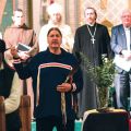Elder John Robinson of the Native People’s parish leads an opening prayer in the four sacred directions of native spirituality at St. Paul’s Basilica in Toronto Nov. 10.