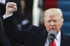 President Donald Trump speaks after his Jan. 20 swearing-in as the country&#039;s 45th president at the U.S. Capitol in Washington.