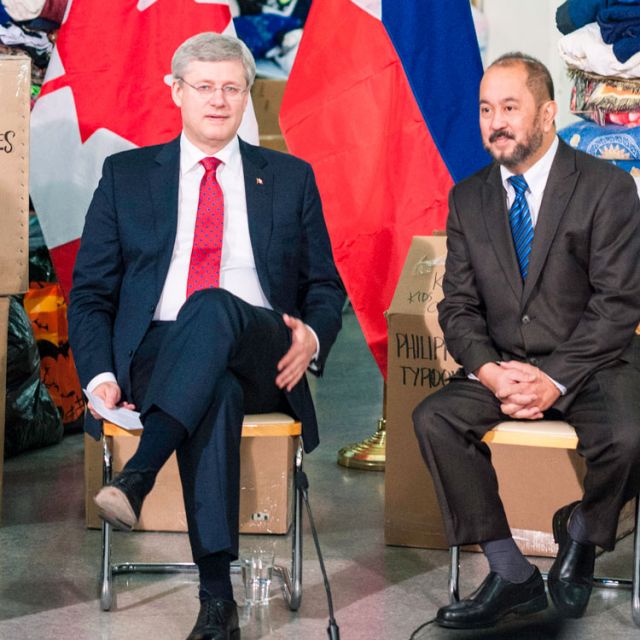 Prime Minister Stephen Harper announced a quadrupling of Canada’s aid to the typhoon stricken Philippines on Nov. 18, 2013.