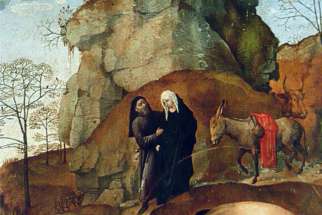 Mary and Joseph on the Way to Bethlehem (1475) by Hugo van der Goes 