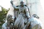 The Christian missionary portion of the Samuel de Champlain statue in Couchiching Beach Park of Orilla, ON. 